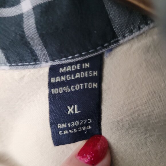 Wrangler Authentics Plaid Short Sleeve Button Front Shirt Mens XL Blue Western - Picture 3 of 7